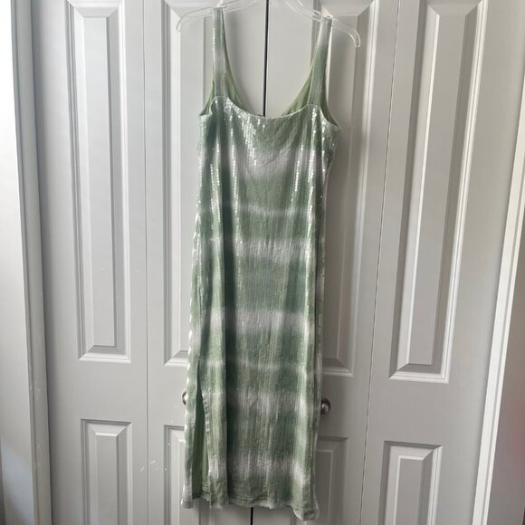 NWT, Caroline Constas Mint Ombre Sequin V-Neck Sleeveless Midi Dress, Medium - Picture 8 of 11